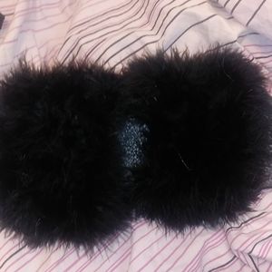 Handmade fluffy slides